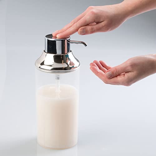 mDesign Juego de 2 Dispensadores de champu rellenable – Dosificador de jabon con capacidad de 1 l – Dispensador de jabon liquido para gel, acondicionador y champu – transparente/cromado