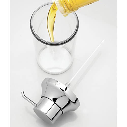 mDesign Juego de 2 Dispensadores de champu rellenable – Dosificador de jabon con capacidad de 1 l – Dispensador de jabon liquido para gel, acondicionador y champu – transparente/cromado
