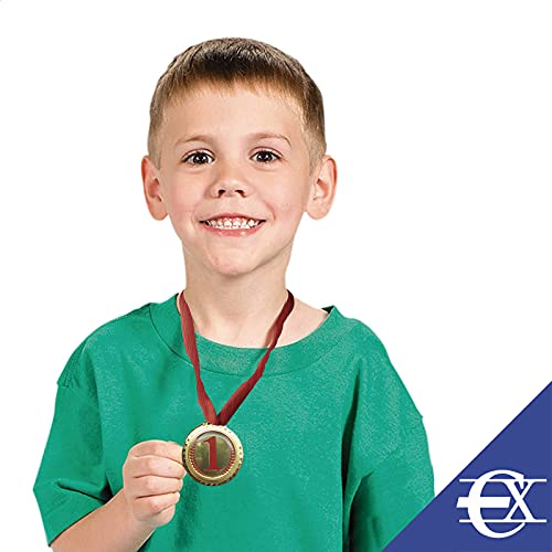 Medalla de Estrellas Dorada | Medalla para Premios | Premios para Niños | Trofeo | Medalla para Aprendizaje | 48 x 8 Centímetros| Roja |