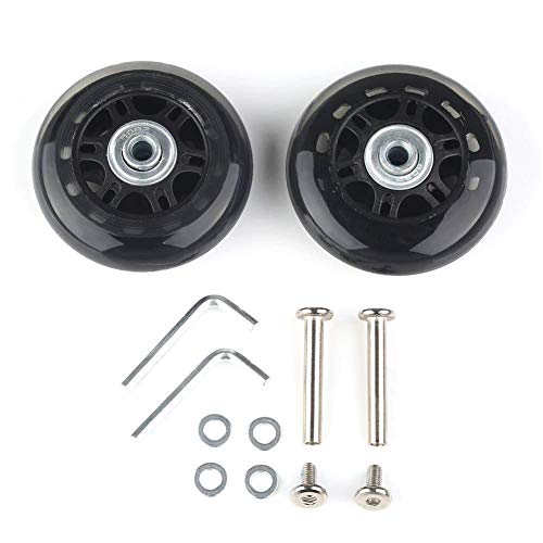 MEJOSER 2 Ruedas Repuestos para Maletas con Recambios 70mm x 24mm Eje 40mm Negro