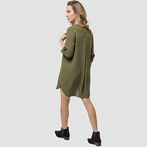 Mer's Style - Vestido Camisero Corto Casual Invierno, Verde Talla L-42 Mujer
