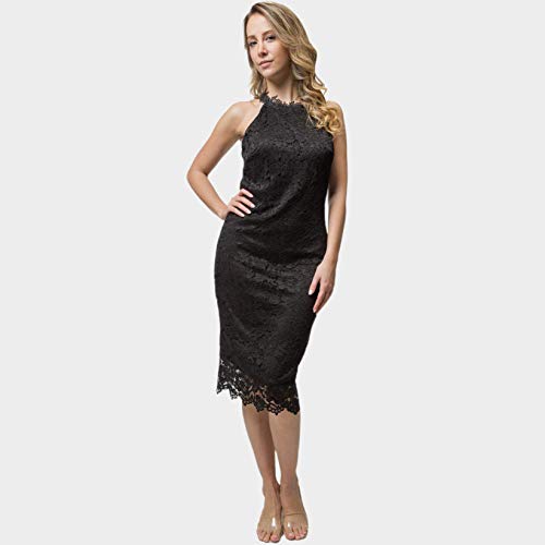 Mer's Style - Vestido de Fiesta Elegante, Negro Talla S-38 Mujer