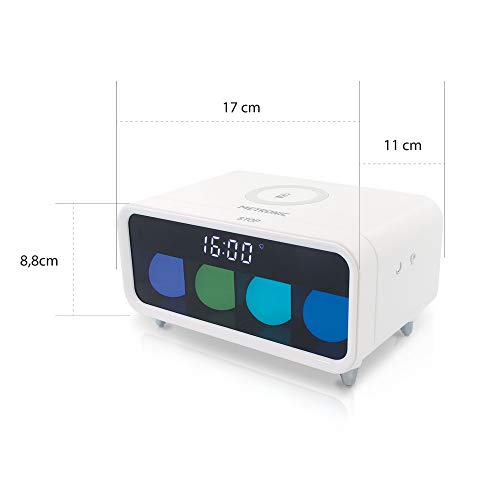 Metronic 477029 - Despertador Luminoso con Cargador inalámbrico por inducción, Efectos Luminosos, Teclas táctiles