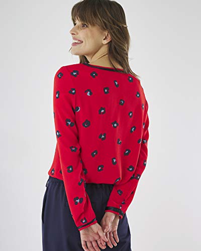 Mexx Camiseta Estampada de Manga Larga Blusa, Rojo, L para Mujer