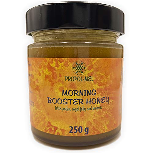 Miel con Propoleo, Jalea Real fresca y Polen de abeja x 250 g. Morning booster, el mejor bio-estimulador para el cuerpo humano. Energizante y revitalizante de las fuerzas vitales del cuerpo.