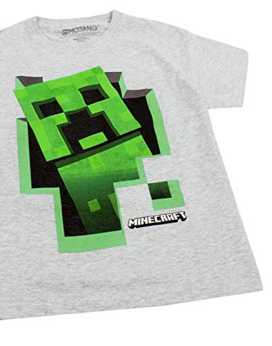 Minecraft Camiseta para niños Green Creeper Kids Top Gris de Manga Corta Mojang 9-10 años