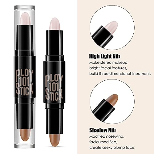 Miriqi Maquillaje Palos De Contorno De Resaltado De Doble Extremo, 3 Piezas - 3.5 G
