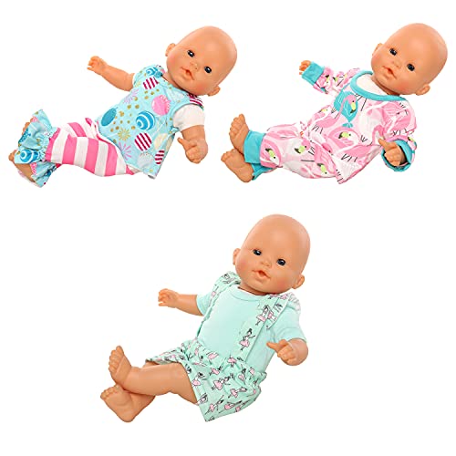 Miunana 3 Ropas Vestidos Fashion para 14 - 16 Pulgada (36CM - 42CM) Muñecos Bebé Baby Dolls (NO Incluye MUÑECA)