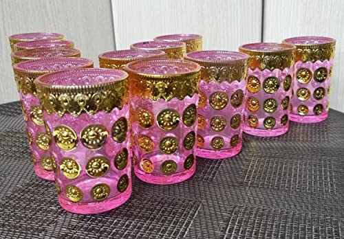 ML Set de 12 de Vasos de Cristal para Té marroquí Rosas