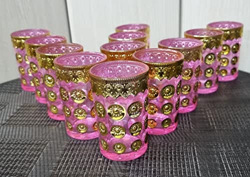 ML Set de 12 de Vasos de Cristal para Té marroquí Rosas