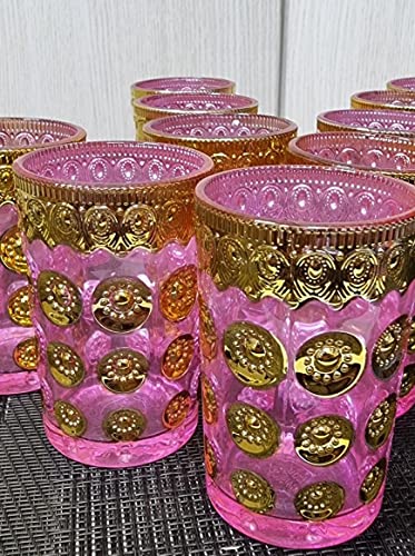 ML Set de 12 de Vasos de Cristal para Té marroquí Rosas