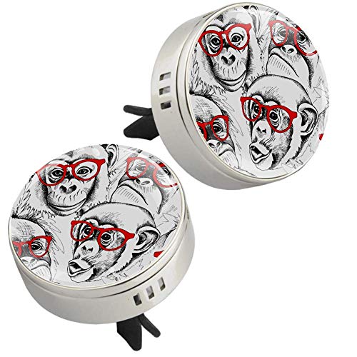 Monkey Portraits Gafas de perfume para coche, ambientador de aire, clip de ventilación, fragancia de coche, ambientador de perfume difusor (plateado)