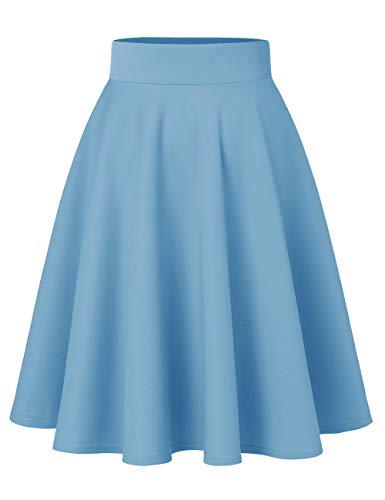 MUADRESS 9002 Falda Mujer Elástica Plisada Básica Patinador Color Sólido Multifuncional Corto Falda Lightblue Midi M
