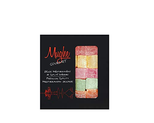 Mughe Gourmet Delicia turca de lujo con sabor a rosa, fresa, limón, naranja y menta, caja de regalo de snack 200g