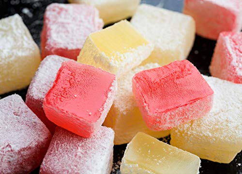 Mughe Gourmet Delicia turca de lujo con sabor a rosa, fresa, limón, naranja y menta, caja de regalo de snack 200g