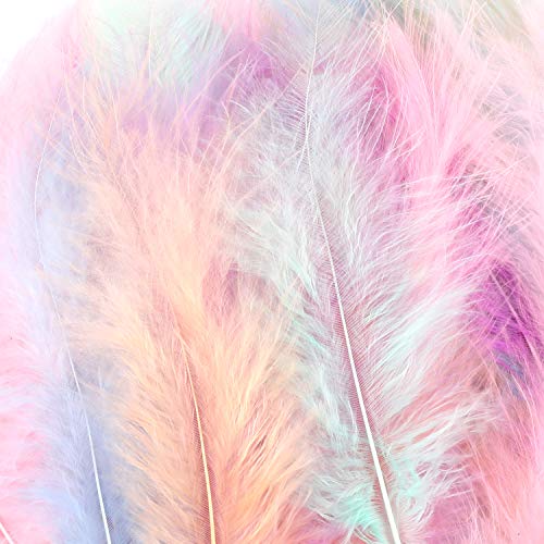 Mwoot 400 pcs Plumas de Colores, de artesanía Natural Plumas de Ganso para Disfraces, Bolsos, aretes, atrapasueños de Bricolaje, Festival de Bodas, Decoraciones para Fiestas en el hogar, 5-15 cm