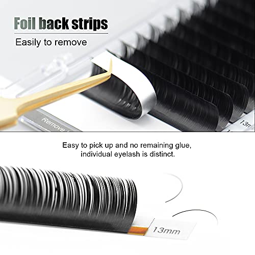 NAGARAKU Extensiones de Pestañas Elipse Plana Individuales Lahses Pelo a Pelo Natural Negro Mate Eyelash Extension Pestañas Postizas 16 Filas（0.15mm Curva C Longitud 11mm）
