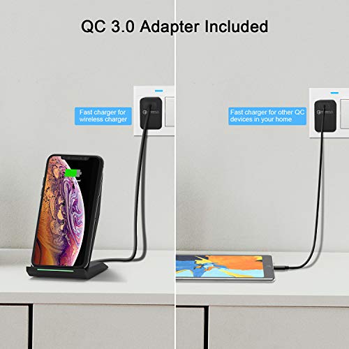 NANAMI Cargador Inalámbrico Rápido, Qi Wireless Charger (con Adaptador QC 3.0) para iPhone 13/12/11/11 Pro/11 Pro MAX/XS MAX/XR/XS/X/8+/8, 10W Carga Rápida para Galaxy S21/S20/S10/S9/S9+/S8/Note 20/10