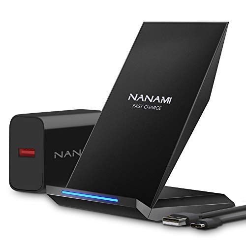 NANAMI Cargador Inalámbrico Rápido, Qi Wireless Charger (con Adaptador QC 3.0) para iPhone 13/12/11/11 Pro/11 Pro MAX/XS MAX/XR/XS/X/8+/8, 10W Carga Rápida para Galaxy S21/S20/S10/S9/S9+/S8/Note 20/10