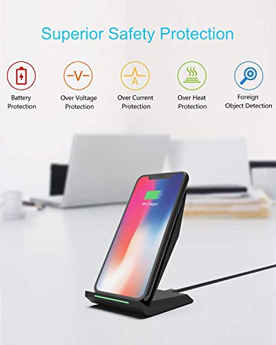 NANAMI Cargador Inalámbrico Rápido, Qi Wireless Charger (con Adaptador QC 3.0) para iPhone 13/12/11/11 Pro/11 Pro MAX/XS MAX/XR/XS/X/8+/8, 10W Carga Rápida para Galaxy S21/S20/S10/S9/S9+/S8/Note 20/10