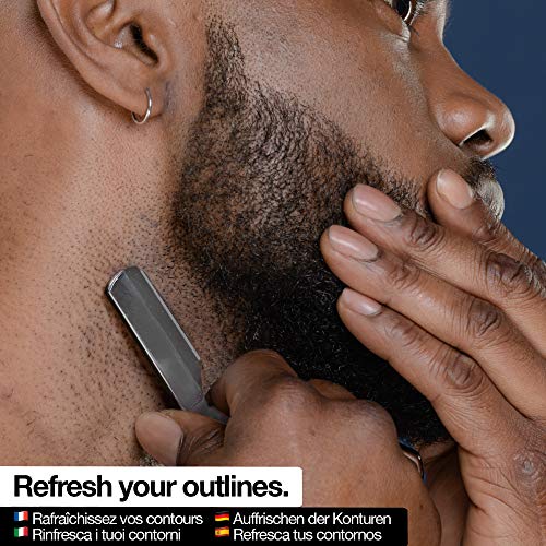 Navaja de Afeitar de Barbero de Sapiens - Accesorio Profesional de Afeitado y Cuidado de Contorno de Barba con 10 Cuchillas Derby (o sea 20 Hojillas Simples) - Silver Edition