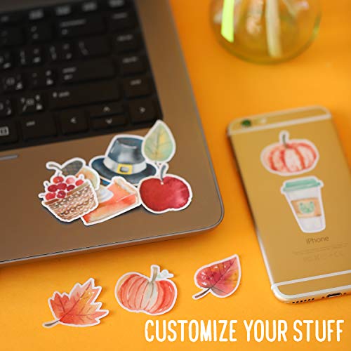 Navy Peony Cozy Thanksgiving Stickers (38 Pieces) - Cute, Waterproof, Durable | Stickers for Water Bottles, Laptops, Scrapbook and Journals