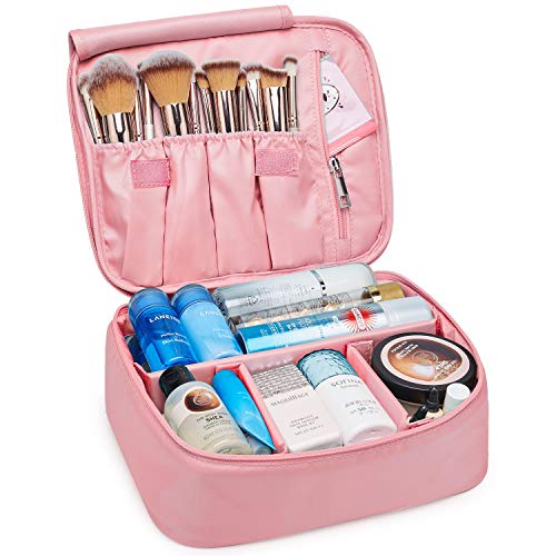 Neceser de Maquillaje de Viaje, Bolsa de Aseo Grande, Organizador para Mujeres y niñas, Pink (Rosa)