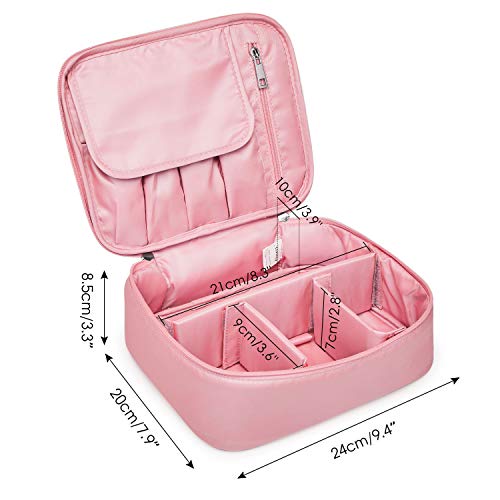 Neceser de Maquillaje de Viaje, Bolsa de Aseo Grande, Organizador para Mujeres y niñas, Pink (Rosa)