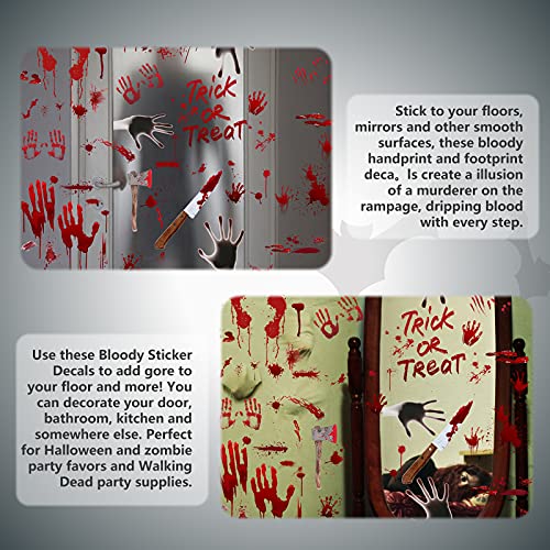 NGERTT Pegatinas de Halloween Huellas de Huellas de Manos de Sangre Pegatinas de Ventana Fiesta de Halloween Decoraciones de Terror