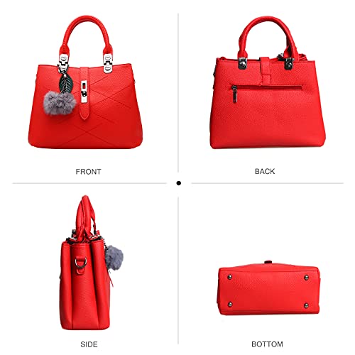 NICOLE & DORIS Bolsos para Mujeres Moda Bolso Bandolera Mujer Cuero de PU Exquisito Hombro Bolso con Asa Superior y Pompón