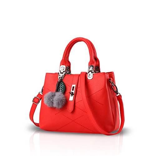 NICOLE & DORIS Bolsos para Mujeres Moda Bolso Bandolera Mujer Cuero de PU Exquisito Hombro Bolso con Asa Superior y Pompón