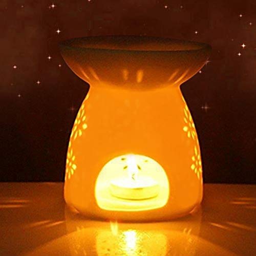 Niiyen Horno de Aceite, Lámpara de Fragancia Nocturna, Esencia de cerámica Horno de Aceite Vela Incienso Estufa de aromaterapia para Dormitorio, Sala de Estar, Oficina, Hotel, etc.(Flores)