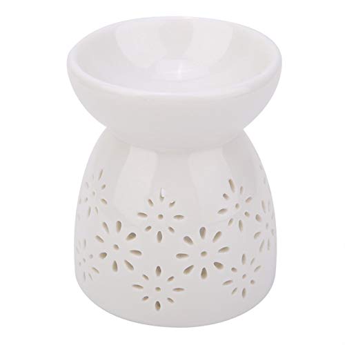Niiyen Horno de Aceite, Lámpara de Fragancia Nocturna, Esencia de cerámica Horno de Aceite Vela Incienso Estufa de aromaterapia para Dormitorio, Sala de Estar, Oficina, Hotel, etc.(Flores)