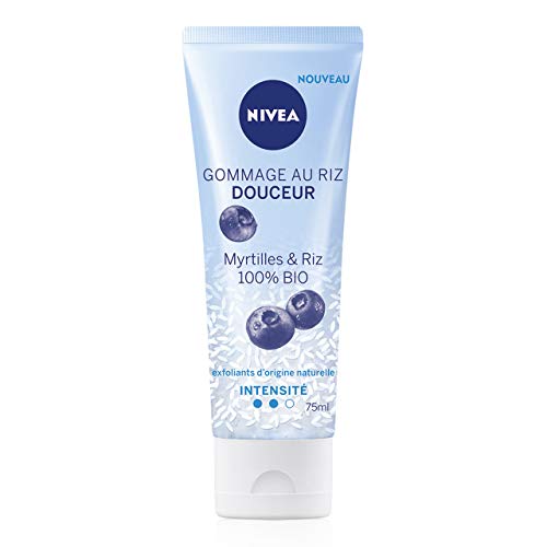 Nivea - Exfoliante de arroz suave (1 x 75 ml), exfoliante de origen natural enriquecido con semillas de arroz japonica y arcilla orgánica, cuidado facial revitalizante para pieles normales