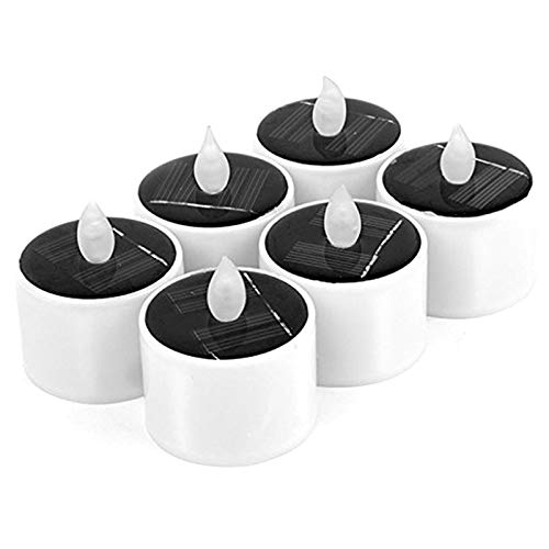 Noblik Velas solares de plástico, color amarillo, LED sin llama, electrónicas, para la zona de Auuenbereich
