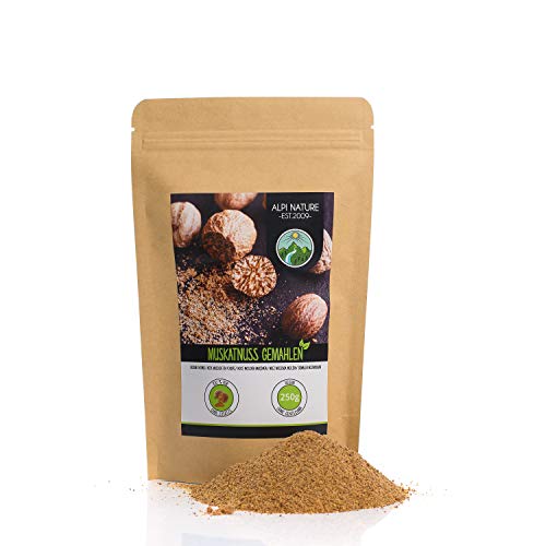 Nuez moscada molida (250g), nuez moscada 100% natural, especia naturalmente sin aditivos, vegana