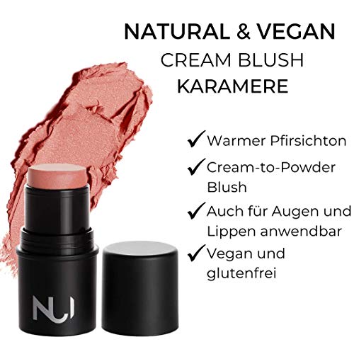 NUI Cosmetics Natural Cream Blush KARAMERE - Pura cosmética natural vegana, sin gluten - un tono melocotón cálido que te da un brillo saludable y fresco.