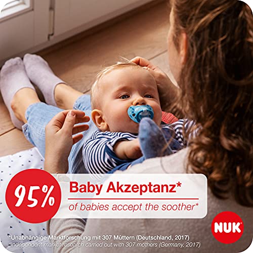 NUK chupetes para bebés noche y día | 18-36 meses | Chupetes que brillan en la oscuridad | Silicona sin BPA | Rosa | 4 unidades