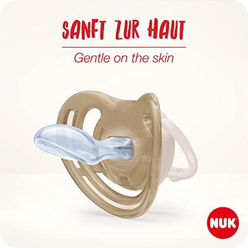 NUK Freestyle Night Dummy, 18-36 meses, Dummies con efecto luminoso, silicona BPA, nubes rosas, paquete de 2