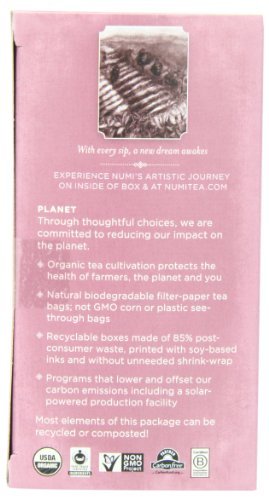 Numi Organic Tea White Rose, Full Leaf White Tea, 16-Count Tea Bags (Pack of 3)