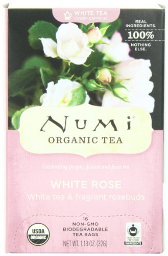 Numi Organic Tea White Rose, Full Leaf White Tea, 16-Count Tea Bags (Pack of 3)
