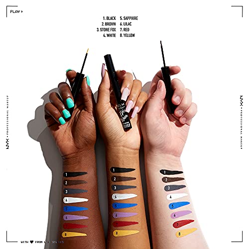 NYX Professional Makeup Eyeliner Líquido Epic Wear Semi-Permanente, Larga Duración, A Prueba de Agua, Perfecto para Ojos, Rostro y Cuerpo, Acabado Mate, Color: White