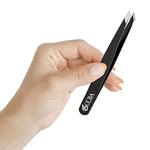 OCBA 4 piezas Pinzas para cejas pinzas de depilar para depilación de cejas Punta mejorada Pinzas profesionales para cejas con acabado antideslizante para depilación con funda incluida