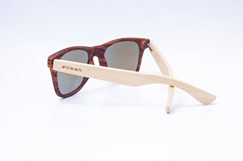 Ocean Sunglasses Beach Wood - Gafas de Sol de Bambú - Montura : Bambú - Lentes : Azul Espejo (50001.3)