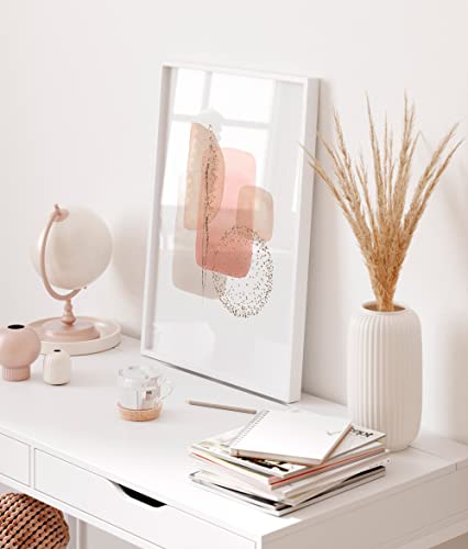 OHBIMBA - Laminas Decorativas Pared | Laminas para Cuadros Decoracion Salon Modernos | Laminas para enmarcar | Cuadros Decoracion dormitorios SIN Marcos | Tamaño 4xA3 y 2xA4 (Abstracto Rosa)
