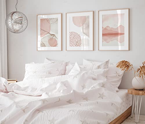 OHBIMBA - Laminas Decorativas Pared | Laminas para Cuadros Decoracion Salon Modernos | Laminas para enmarcar | Cuadros Decoracion dormitorios SIN Marcos | Tamaño 4xA3 y 2xA4 (Abstracto Rosa)