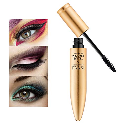 OKENTEN Máscara, máscara de pestañas de fibra de seda impermeable 4D, máscara de extensión de pestañas de maquillaje y rímel a prueba de manchas, máscara. voluminizadora sin crueldad. (4BLACK)