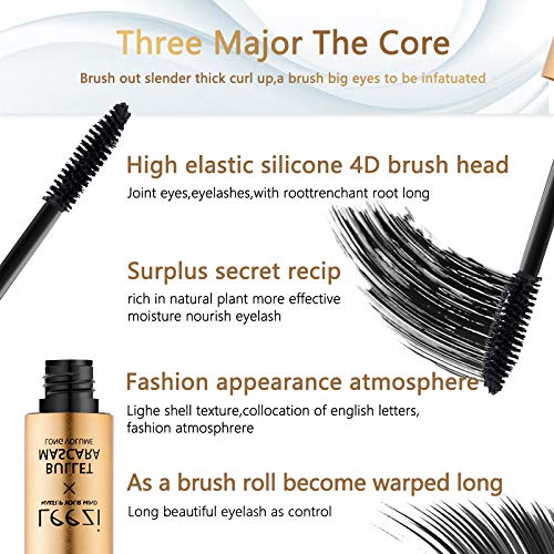 OKENTEN Máscara, máscara de pestañas de fibra de seda impermeable 4D, máscara de extensión de pestañas de maquillaje y rímel a prueba de manchas, máscara. voluminizadora sin crueldad. (4BLACK)