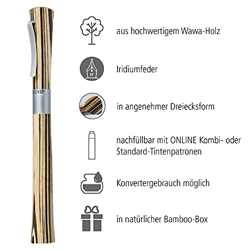 Online 37735 – Pluma estilográfica (pluma EF en Bamboo Pen Caja Newood