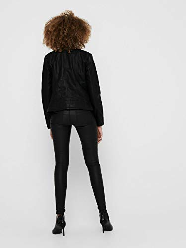 Only Leather Look Biker Jacket Chaqueta, Negro (Black), 42 para Mujer